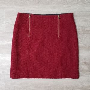ANN Taylor LOFT burgundy double zipper midi textured skirt 4 career office Fall